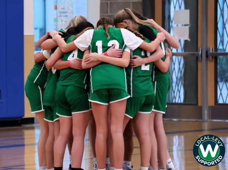 Girls volleyball huddle