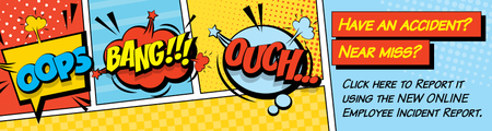 Comic style word bubbles that say oops, ouch and bang. 