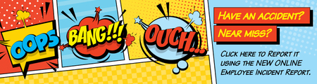 Comic style word bubbles that say oops, ouch and bang.