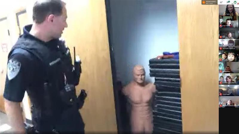 Bob, the practice dummy, likes to surprise officers by hiding in different spots throughout the department