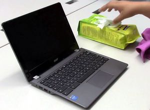 Use a damp cloth to clean your chromebook