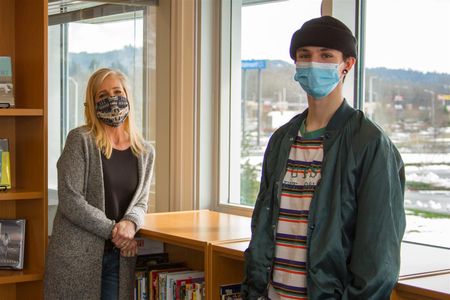 Cyndy Grayson (left), a PASS Mentor, helped Tristan Shindell (right) receive the extra support he needed to succeed in his studies