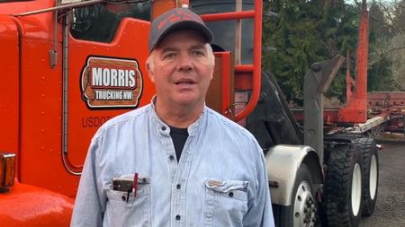 Jim Miller owns his own logging company and visits his daughter Kim’s first grade class each year to teach students about logging.