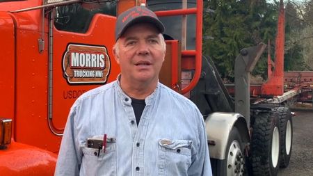 Jim Miller owns his own logging company and visits his daughter Kim’s first grade class each year to teach students about logging.