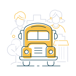 Bus & Students Icon