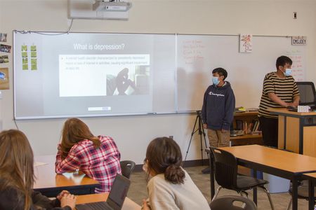Students gave presentations on teen depression as well as suggestions for how to address it