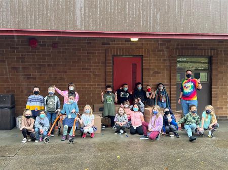 Leadership classes at the elementary schools helped organize and market the food drive (Columbia Elementary School pictured here)