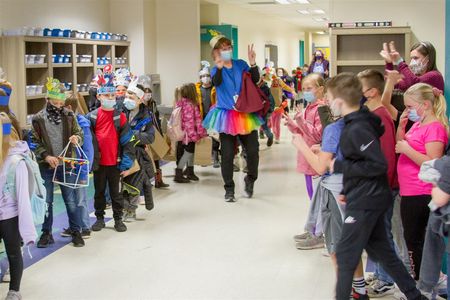 Second graders at North Fork Elementary School held a parade to recognize the date 2-22-2022