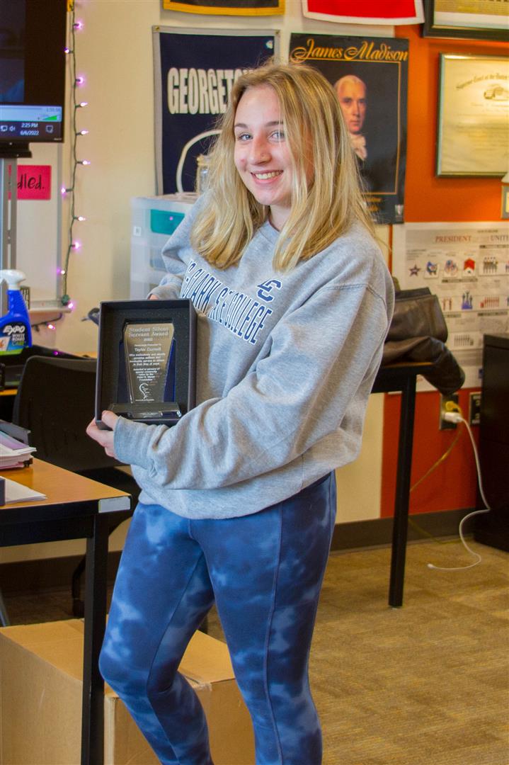 Taylor Curnutt (Class of 2022) received the Silent Service Award for exceptional community service