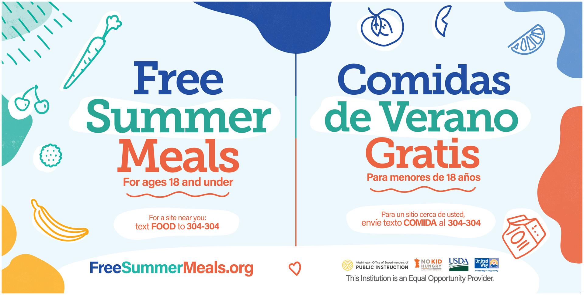 Free Summer Meals for Ages 18 and Under every weekday at Woodland Middle School