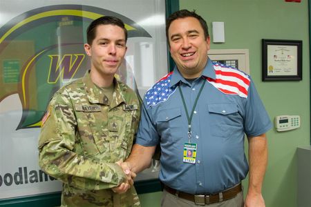 WMS Principal Dr. Russell Evans (right) helped coordinate the surprise with Abigail's mother, Christina Hughart