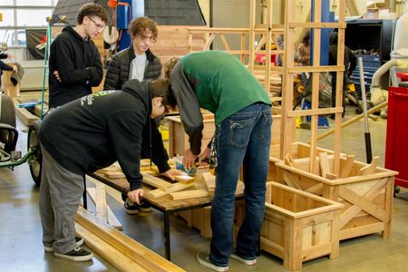 CTE students learn lifelong skills like woodworking, framing, plumbing, and more.
