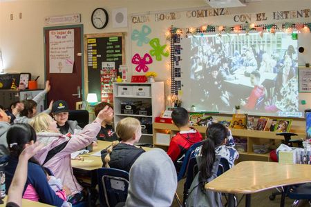 Woodland’s dual language students interacted with their Puerto Rican counterparts in real-time using Zoom teleconferencing software