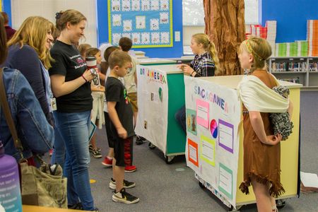 Hi-cap students selected significant historical figures (like Native American explorer Sacagawea pictured here) to present in a wax museum