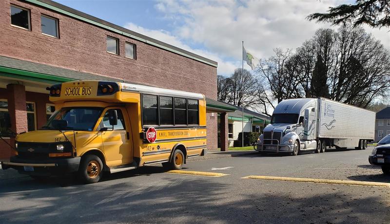 Russell's Truck in front of the middle school cafeteria