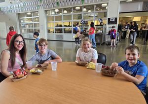 students at a table