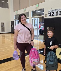 Mom and Child with backpack
