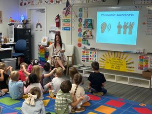 Teacher teaching reading
