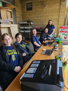 Students at a plant sale